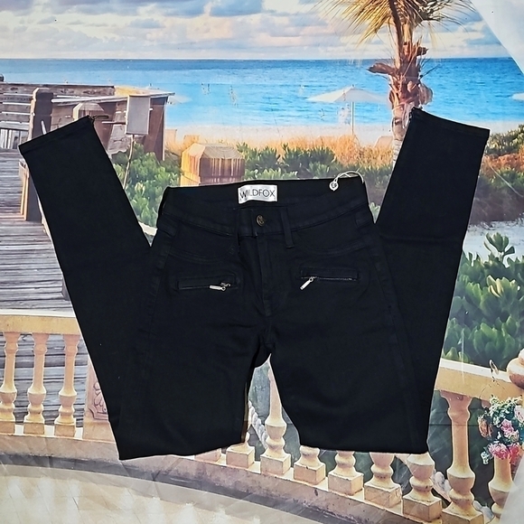Wildfox Black Skinny Jeans Janelle Zippered Ankle Size 25‎ NWT - Picture 1 of 8